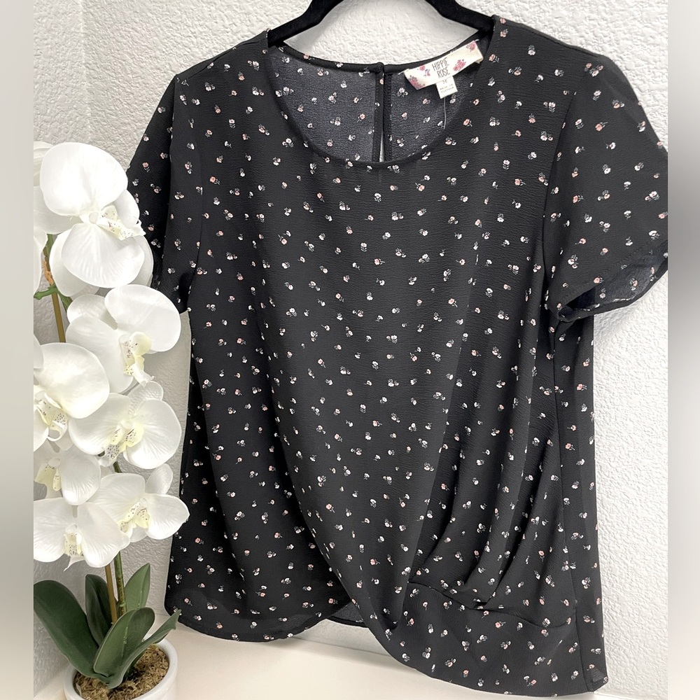 Hippie Rose Black Ditsy Blouse